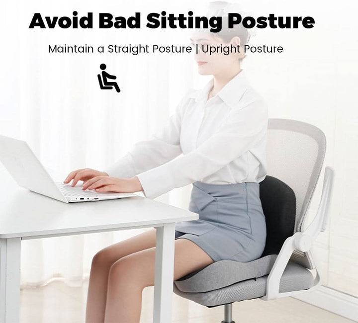 Ergonomic memory foam seat cushion for office. Corrects posture, provides back & coccyx support.