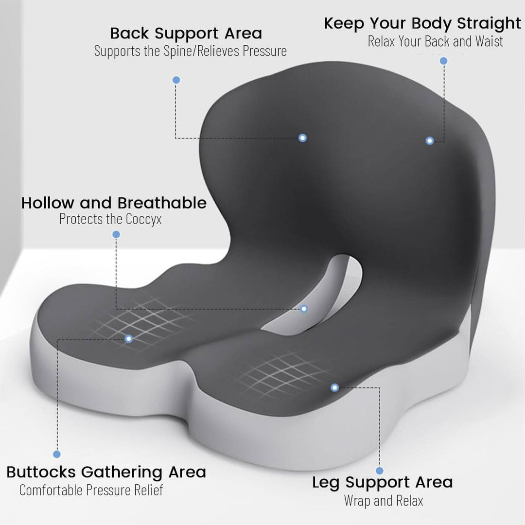 Unisex ergonomic memory foam cushion for desk chair & driving. Enhanced sitting comfort & support.
