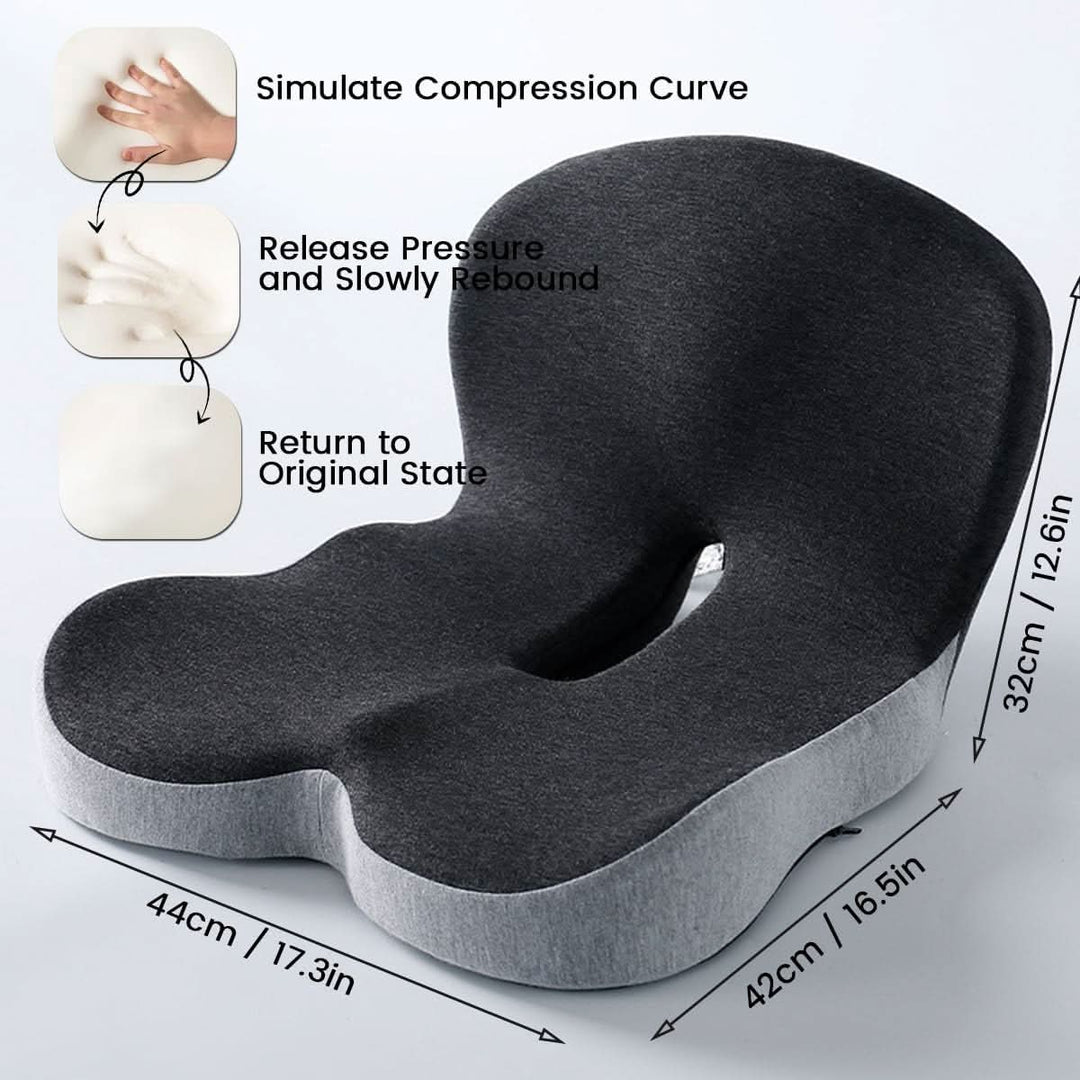 Premium memory foam seat cushion. Ergonomic design for ultimate sitting comfort and pressure relief.