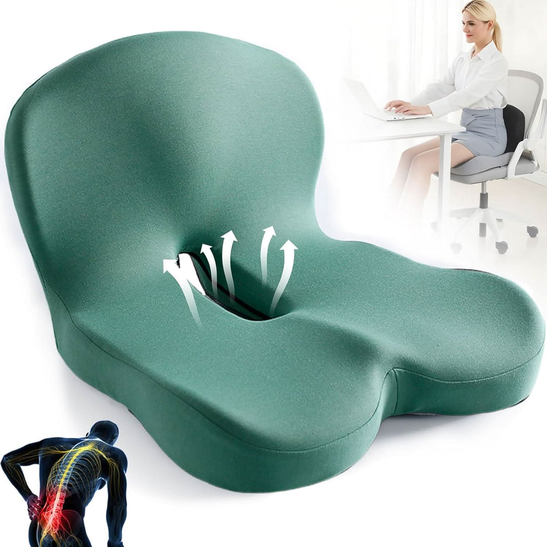 Versatile memory foam seat cushion for office, car & home. Lumbar & lower back support.