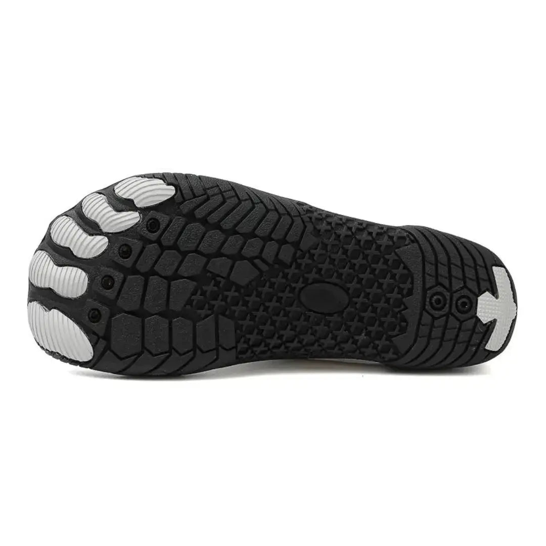 Flexible sole unisex lace-up barefoot shoes, promoting natural movement & foot health.