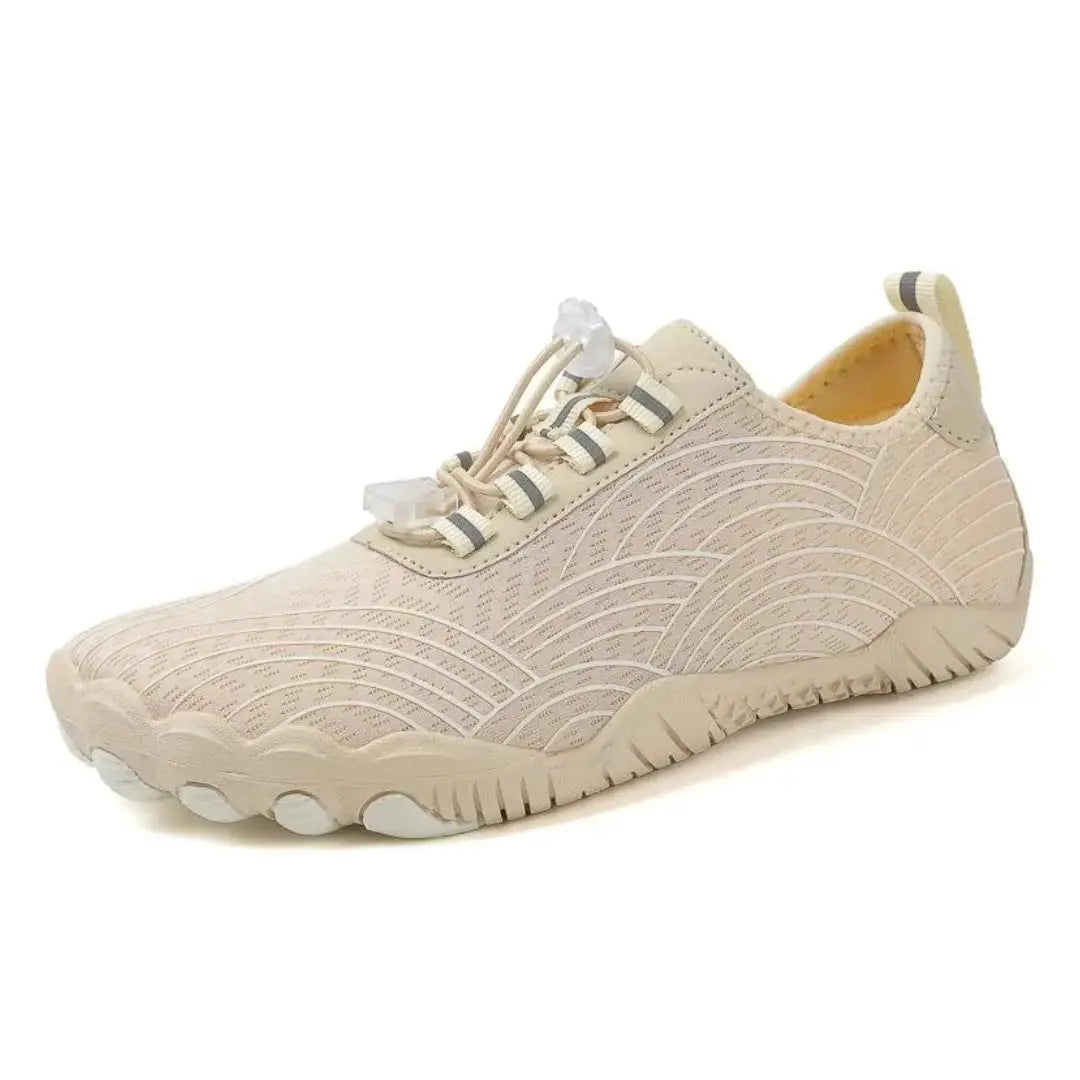 Stylish lace-up barefoot shoes for casual wear, unisex design, flexible for natural movement.