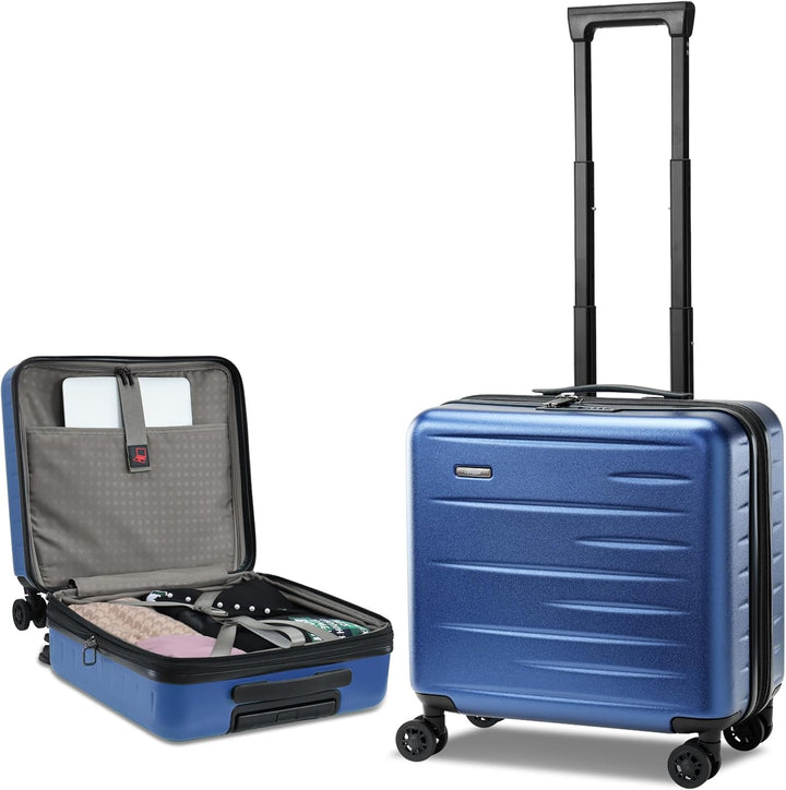 Efficient unisex travel carry-on, hardshell, expandable, front pocket, TSA lock for global travel.