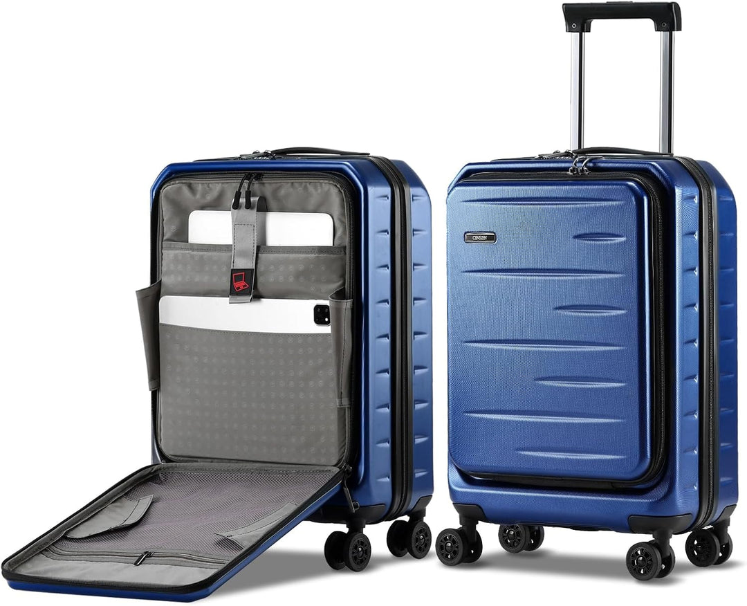 Reliable unisex expandable hard shell suitcase, front pocket, TSA lock, 360 spinner wheels.