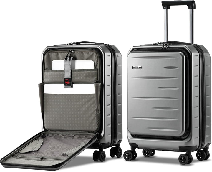 Unisex expandable hard shell luggage, perfect for trips, with front pocket & TSA approved lock.