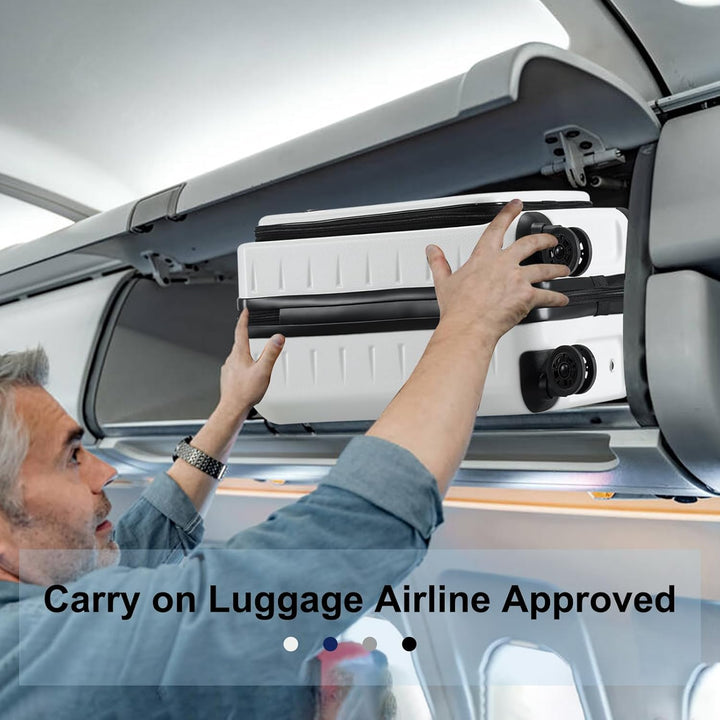 Secure hard shell carry-on luggage, expandable, with quick access front pocket & TSA approved.
