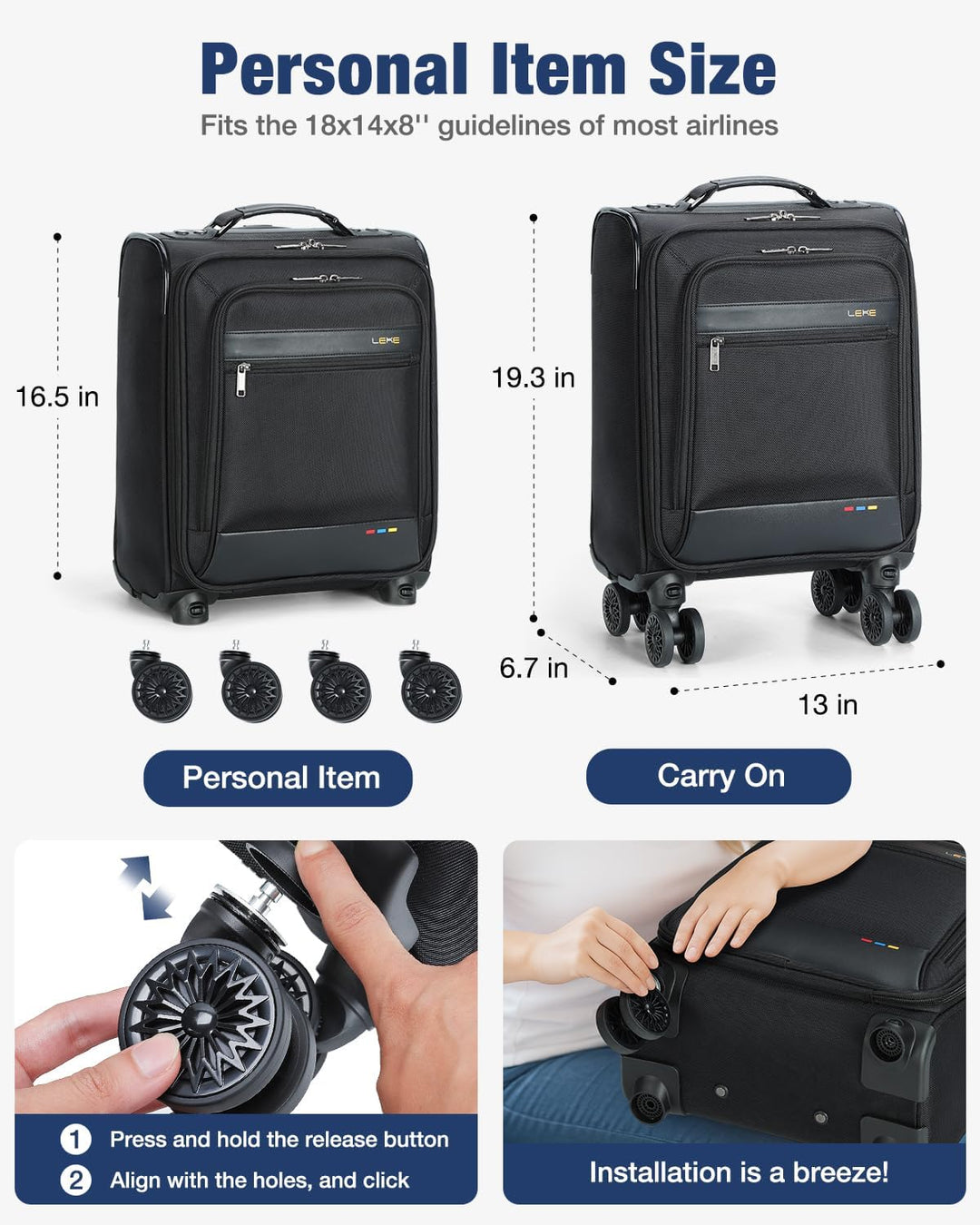 Durable softside expandable carry-on luggage, airline approved & lightweight, perfect for cabin storage.