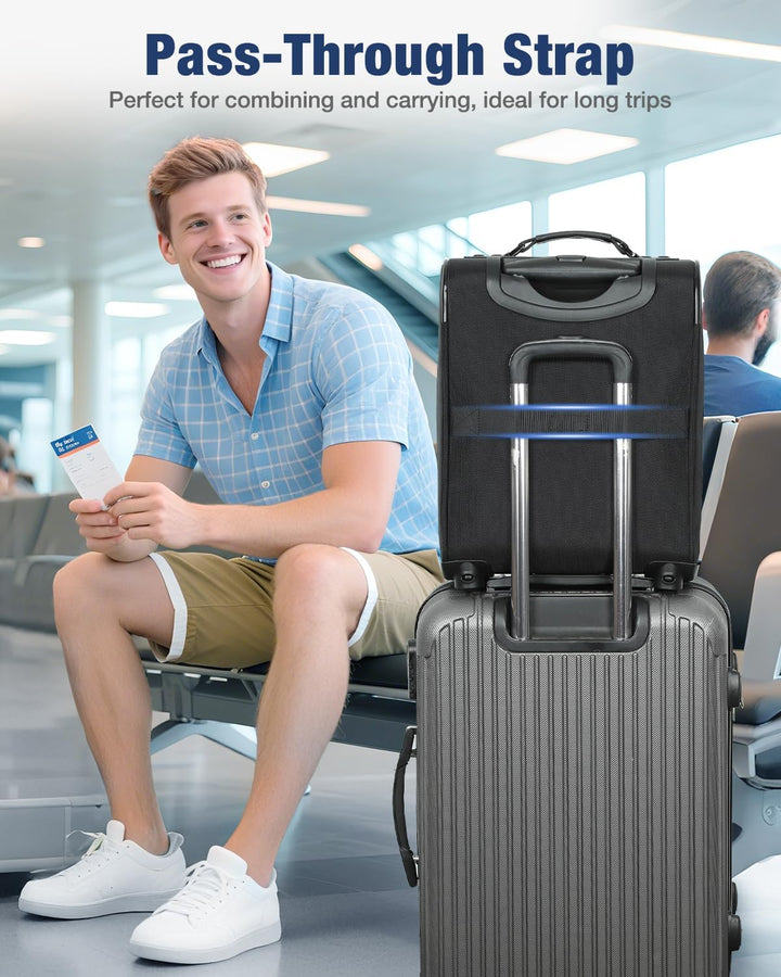 Modern unisex expandable carry-on suitcase with silent spinner wheels, lightweight for stress-free travel.