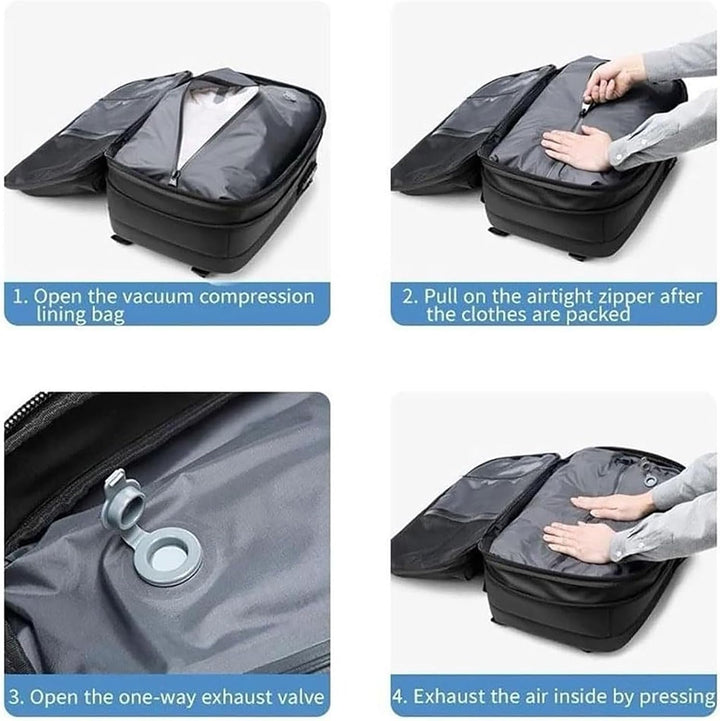 Expandable anti-theft travel backpack in durable oxford cloth with wet compartment for secure journeys.