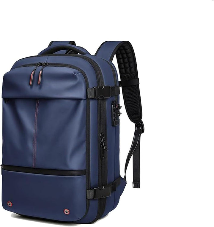 Secure oxford cloth travel backpack with anti-theft lock & wet pocket, great for unisex commuting.
