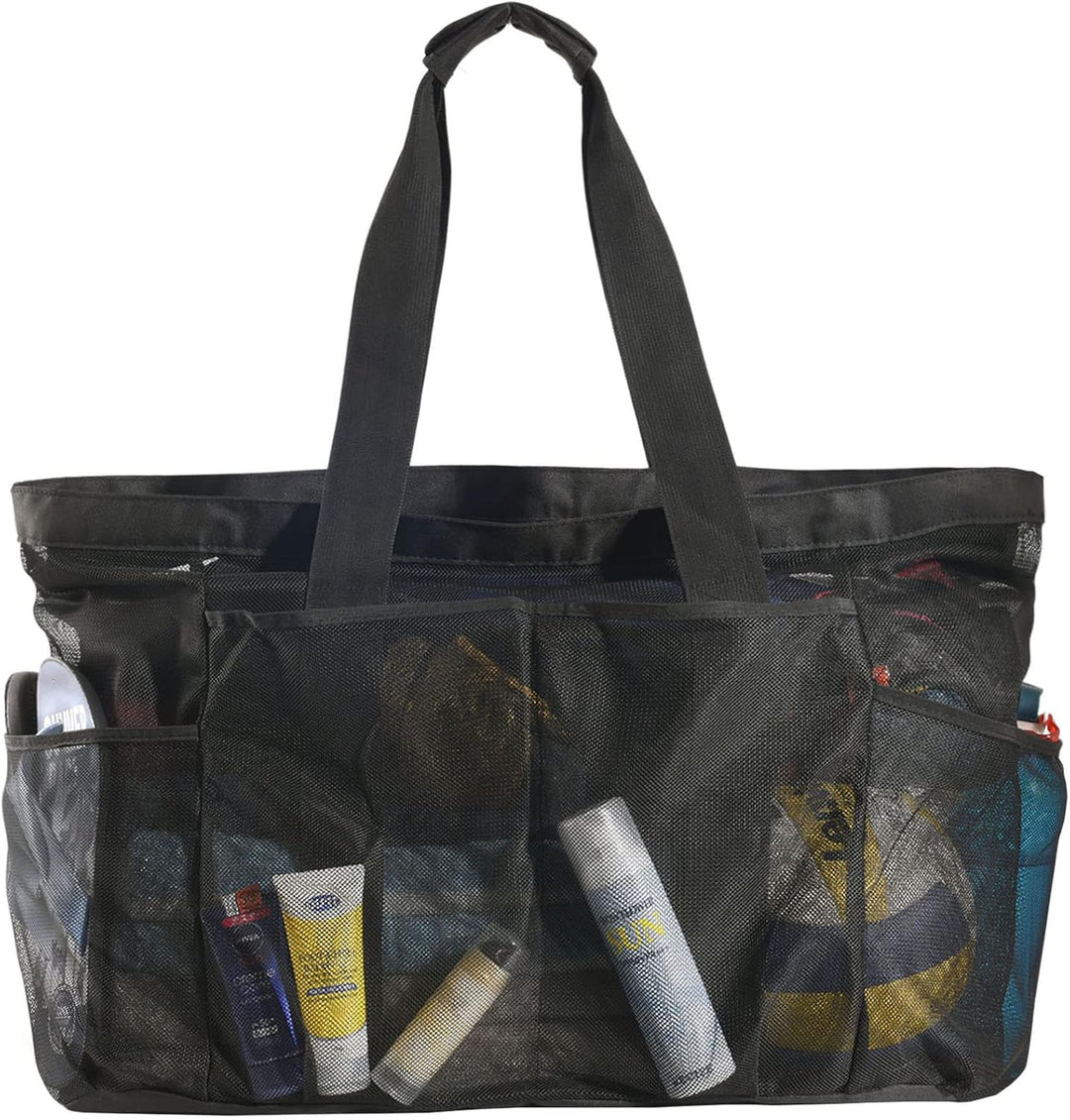 Unisex extra-large mesh beach tote with zipper. Sandproof carryall bag, perfect for all your beach essentials.