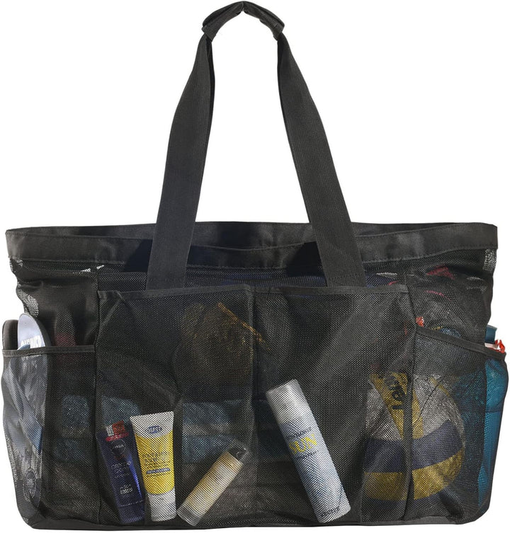 Unisex extra-large mesh beach tote with zipper. Sandproof carryall bag, perfect for all your beach essentials.