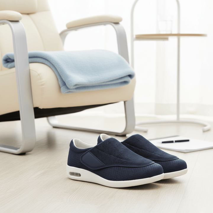 Supportive extra wide diabetic shoes with memory foam for walking, ensuring all-day comfort.