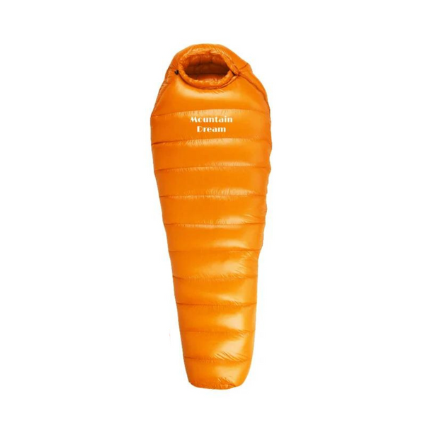 Unisex extreme cold -20°C winter sleeping bag, robust blue nylon, insulated with duck down, ideal for harsh winter camping.