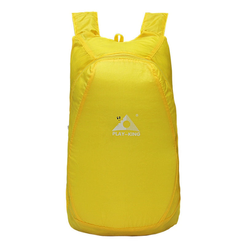 Durable 20L water-resistant backpack, compact & foldable for easy storage.