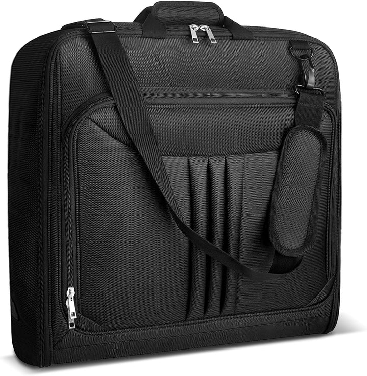 Unisex foldable garment bag for wrinkle-free travel. Carry-on, waterproof, perfect for suits & business trips.