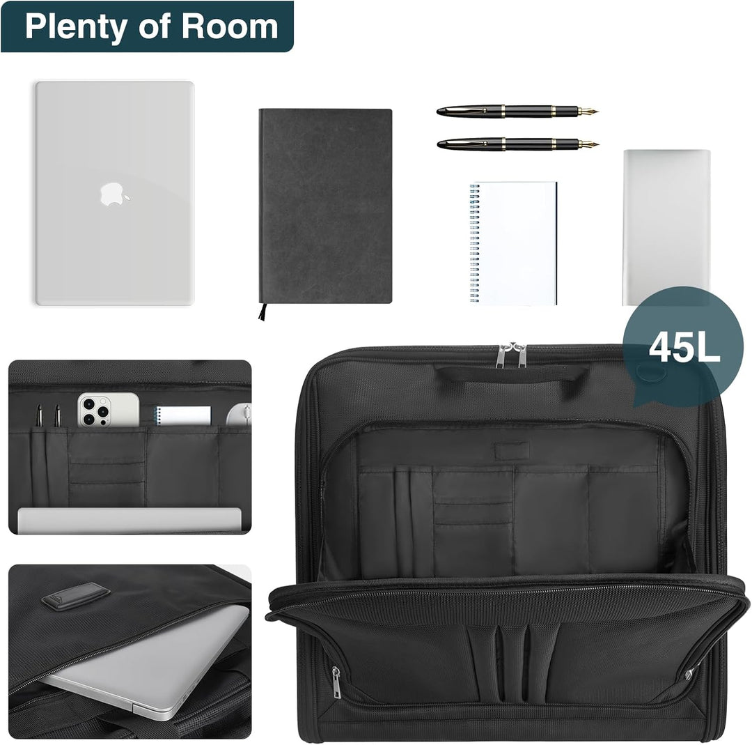 Waterproof, foldable unisex travel garment bag. Carry-on luggage accessory ensures wrinkle-free suits & dresses.