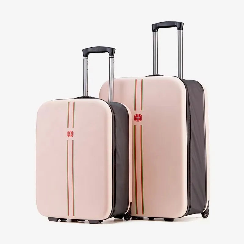 Foldable hard shell luggage, an expandable travel bag for easy storage & secure journeys.