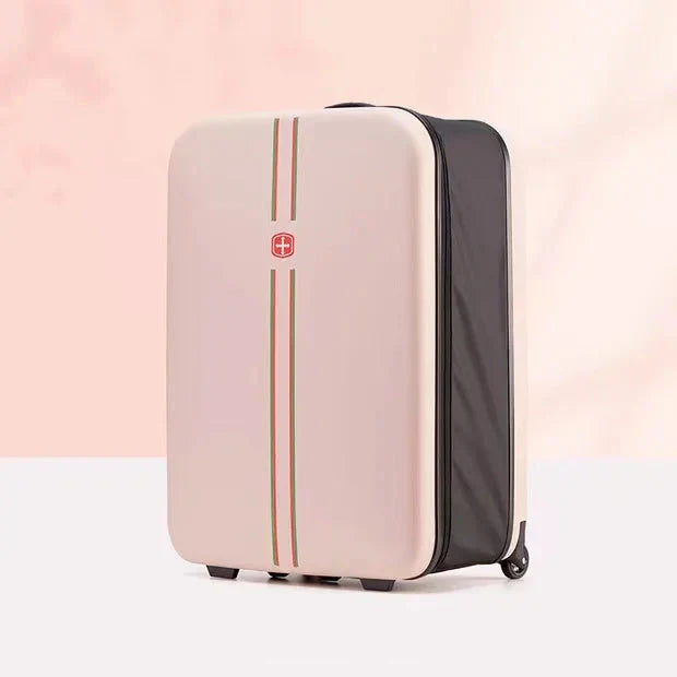Versatile foldable hard shell suitcase with smooth rolling wheels for easy, expandable travel.