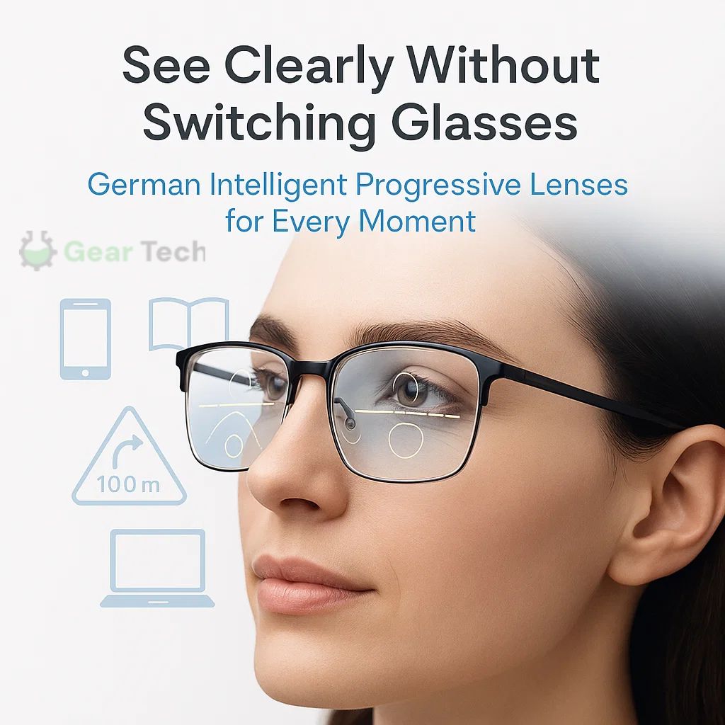 Unisex German Progressive Multifocal Glasses, sleek design with scratch-resistant lenses, perfect for varied visual tasks.