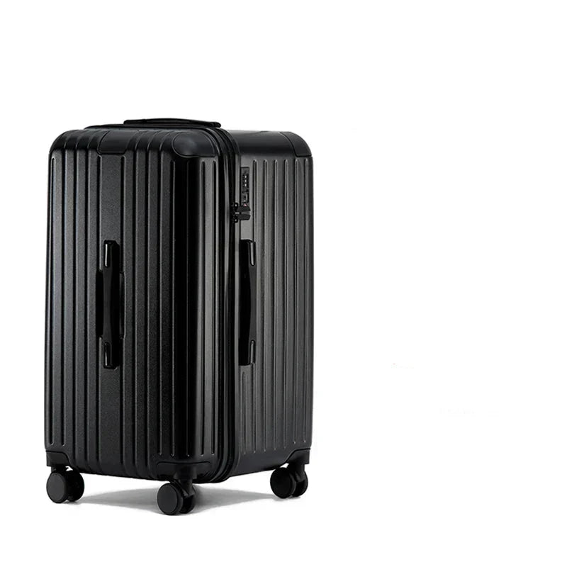 Unisex hard shell expandable luggage with silent spinner wheels, perfect for smooth, stress-free travel.