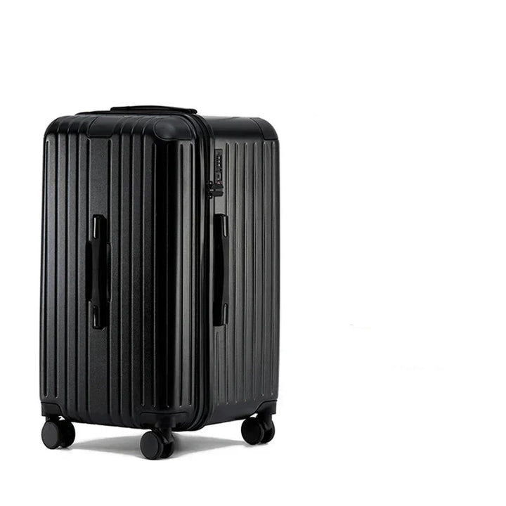Unisex hard shell expandable luggage with silent spinner wheels, perfect for smooth, stress-free travel.