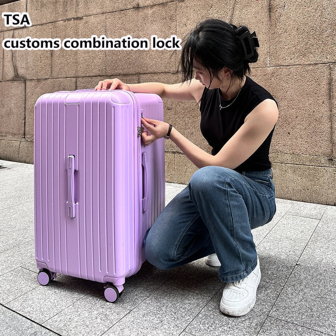 Durable Milano Voyager hard shell suitcase featuring an expandable design & silent spinner wheels for easy travel.