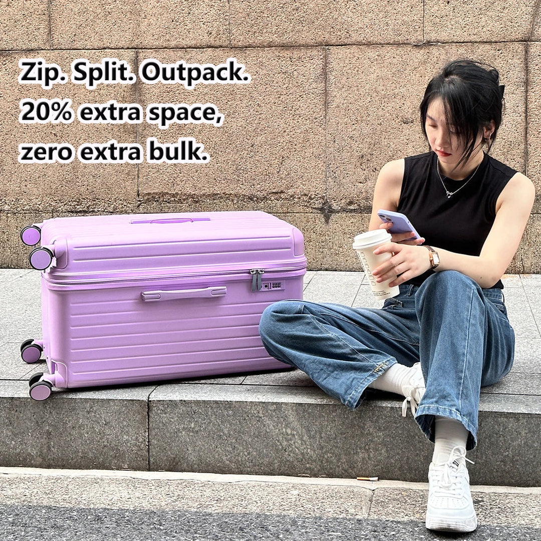 Modern unisex hard shell travel luggage with silent 360-degree spinner wheels and expandable capacity.