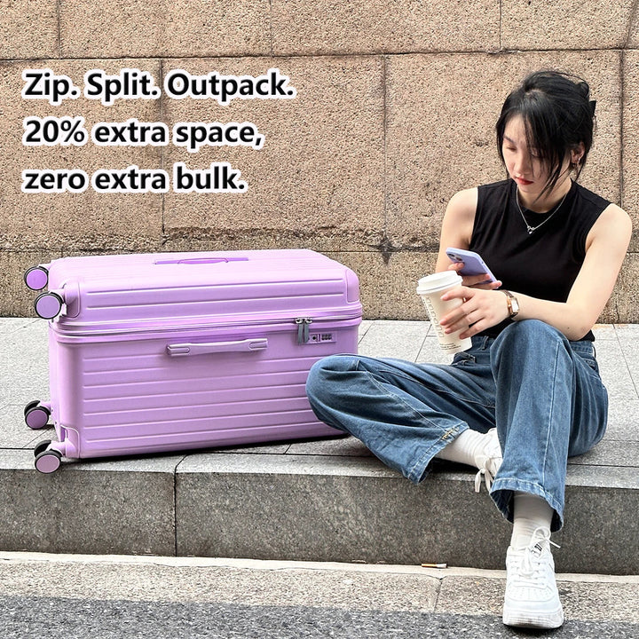 Modern unisex hard shell travel luggage with silent 360-degree spinner wheels and expandable capacity.
