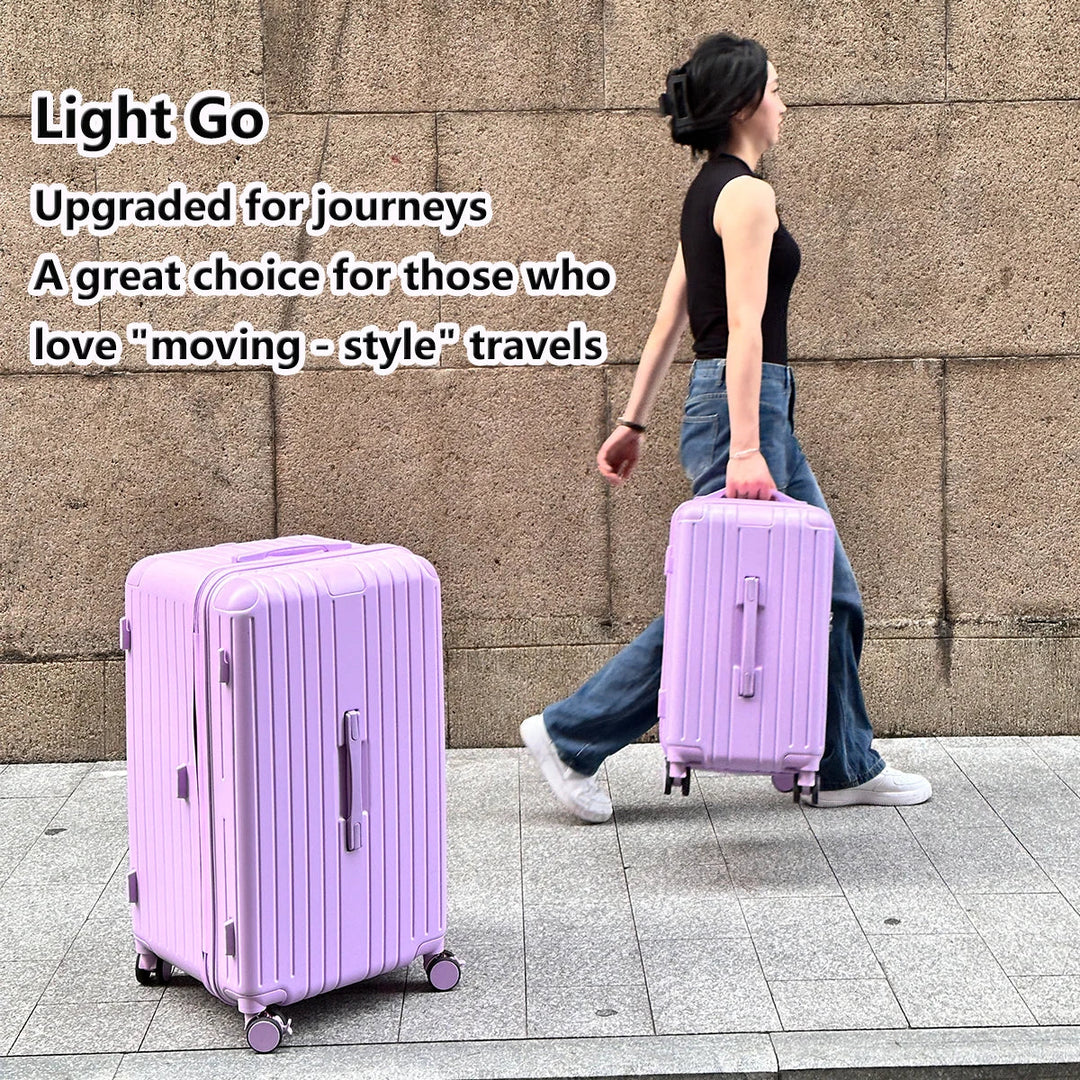 Stylish hard shell expandable luggage, perfect for stress-free journeys with silent spinner wheels.