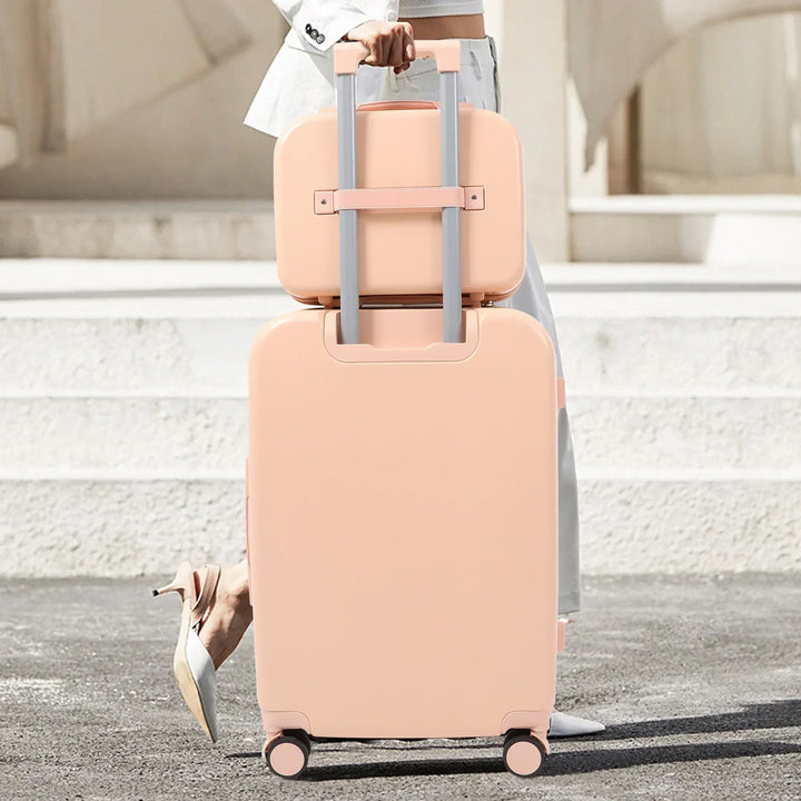 Unisex hard shell luggage set, Vienna Duo, with spinner wheels and matching cosmetic case.