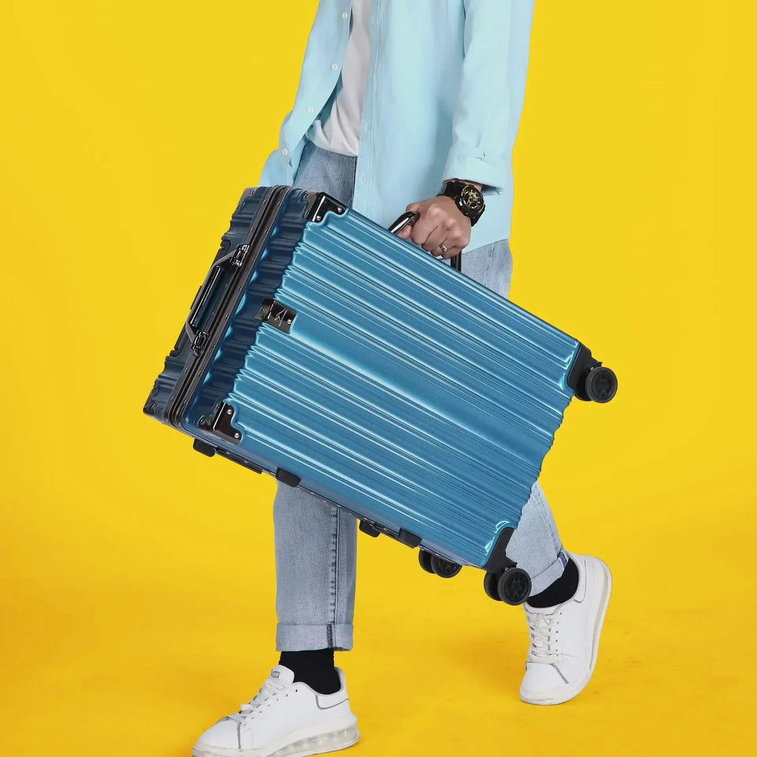 Premium unisex hard shell travel bag with an aluminum frame, durable & secure luggage.