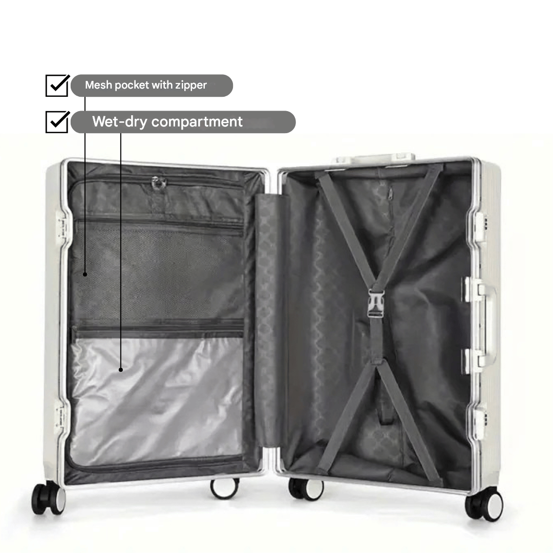 Premium hardshell carry-on luggage for business travel, with integrated organizer for essentials.