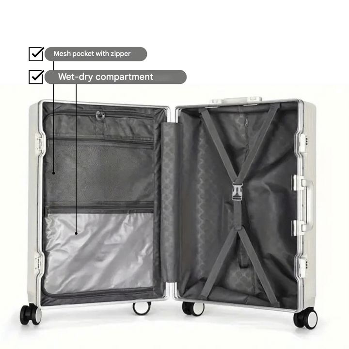 Premium hardshell carry-on luggage for business travel, with integrated organizer for essentials.