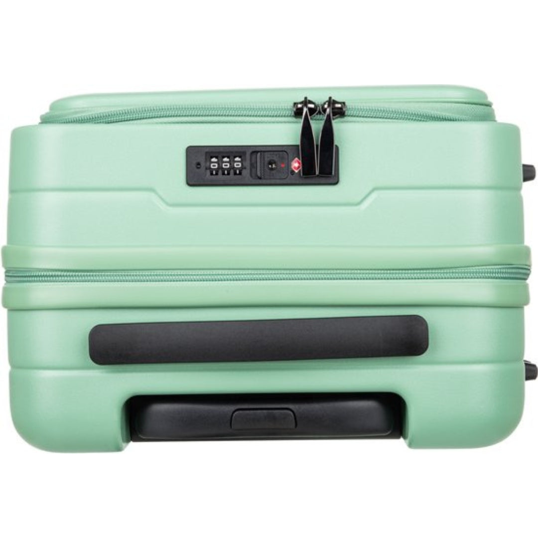 Hardshell suitcase in a modern design, unisex, with an easy-access laptop compartment and sturdy wheels.