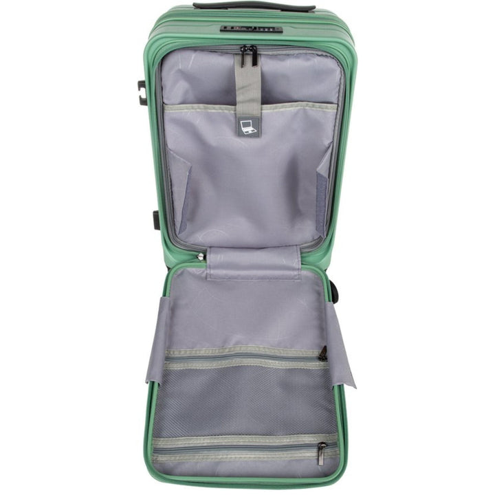 Expandable hardshell suitcase with laptop sleeve, making it perfect for business or vacation travel.