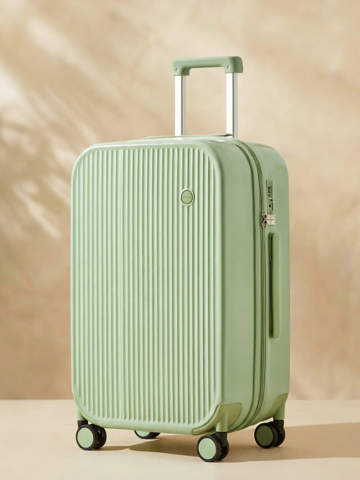 Unisex hardshell suitcase with smooth spinner wheels, ideal for organized, lightweight travel.