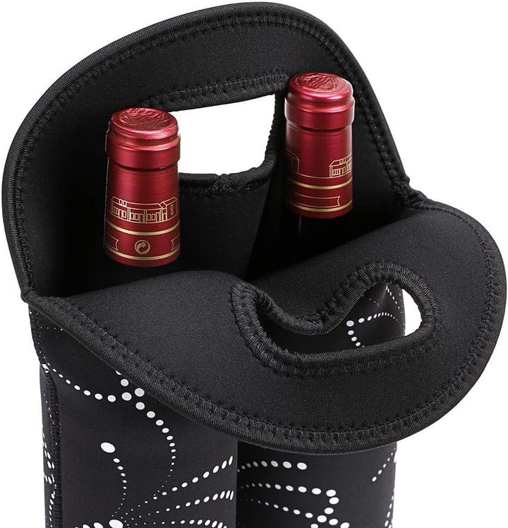 Portable dual bottle wine tote, insulated, perfect for beach days & BBQs.
