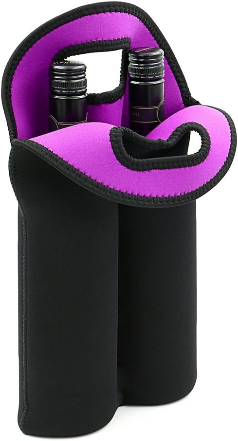 Insulated wine carrier bag for two bottles, great for gifts and travel.