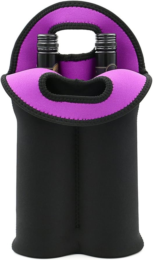 Durable neoprene insulated dual wine bottle bag, a must-have for wine enthusiasts.