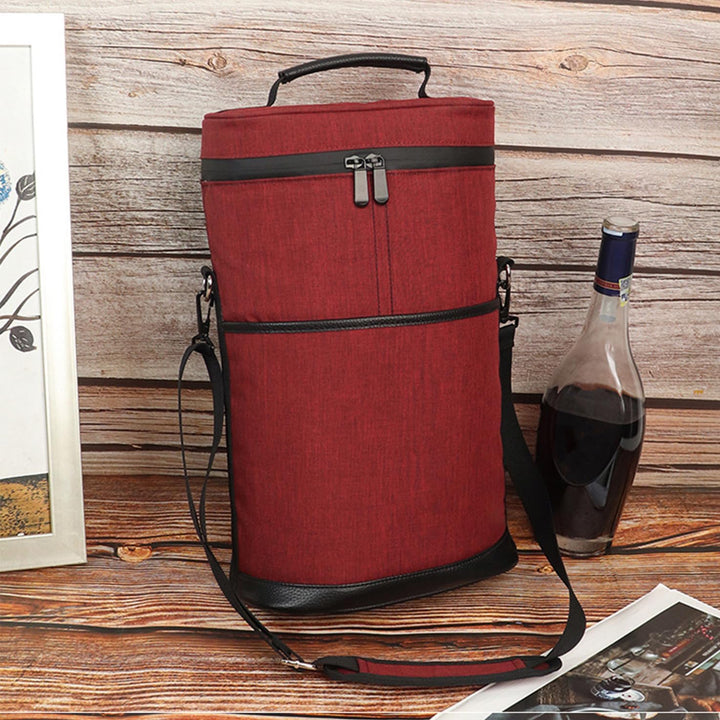 Unisex insulated wine cooler tote bag, carries 2 bottles. Perfect for picnics or travel, keeps drinks chilled.