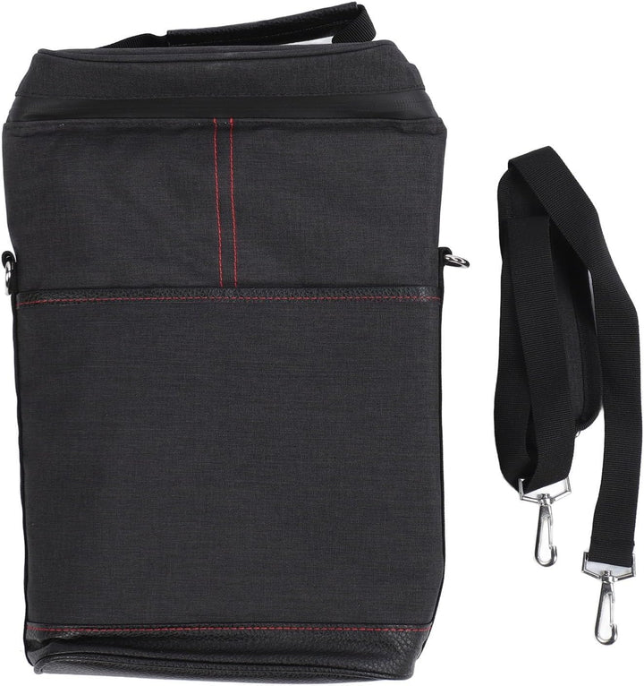 Durable canvas insulated wine tote bag. Securely holds two bottles for parties, picnics, or gifting.
