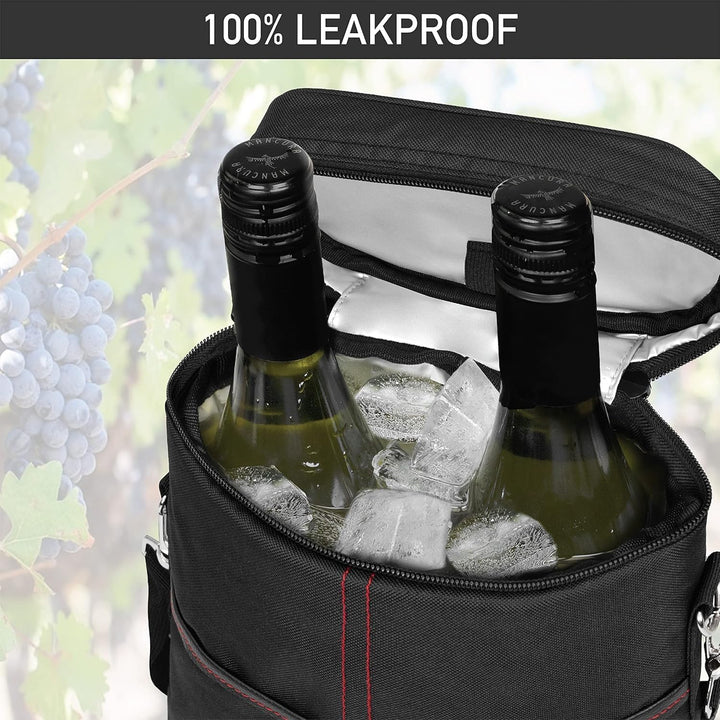 Stylish unisex insulated wine gift bag. Keeps two bottles cool, perfect present for wine lovers.