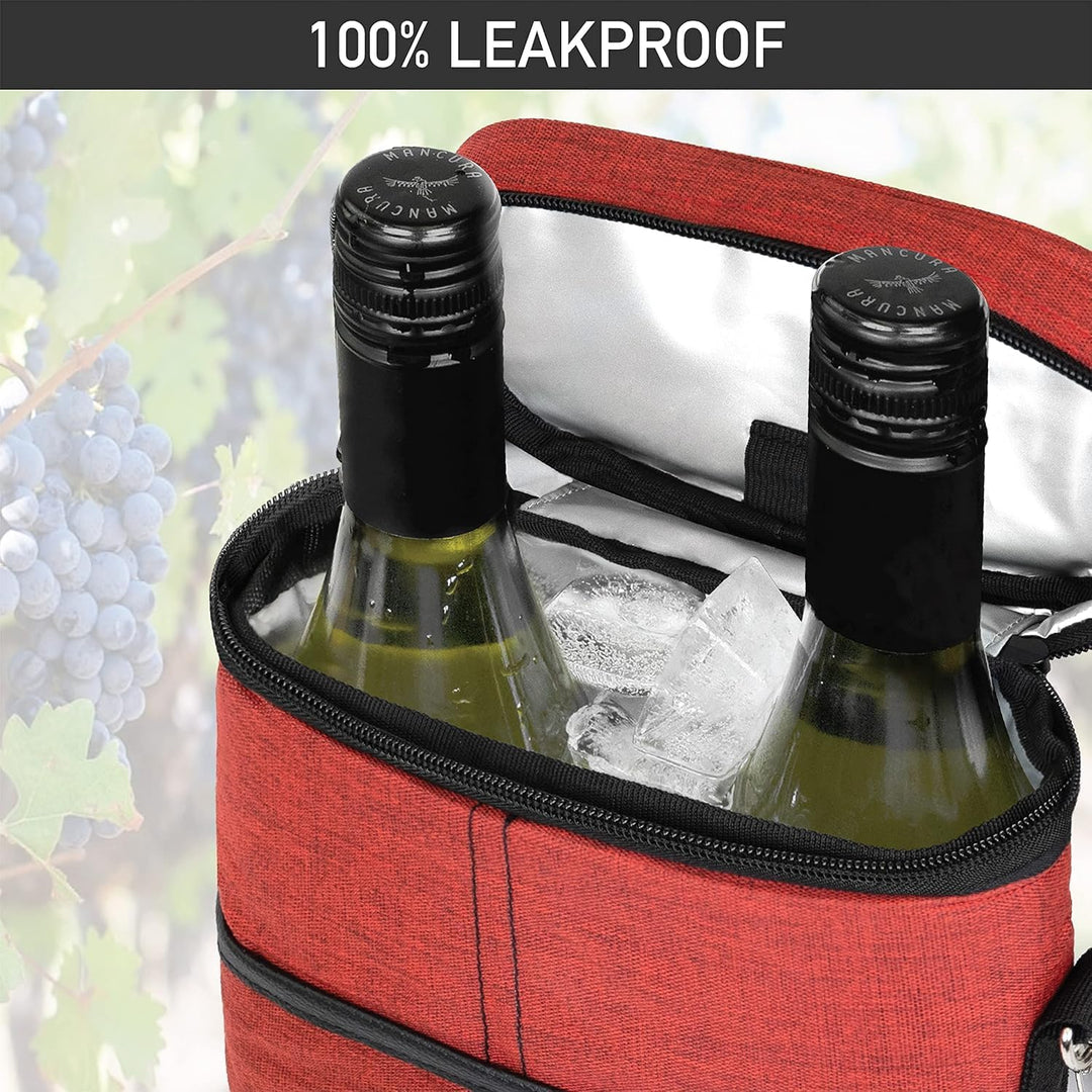 Unisex canvas insulated wine cooler bag. Designed to carry two bottles, ideal for picnics & travel.