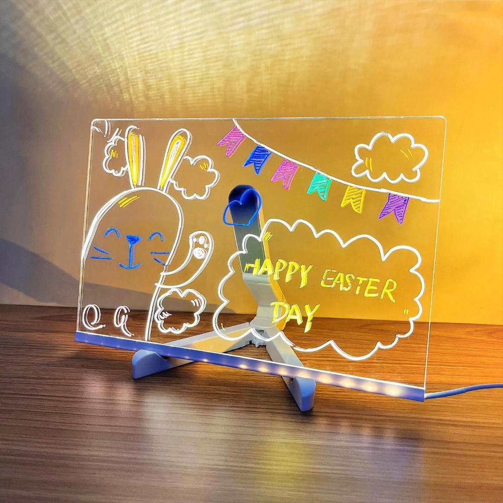 Unisex LED message board with night light, perfect for notes, memos & creative displays. Reusable acrylic design.