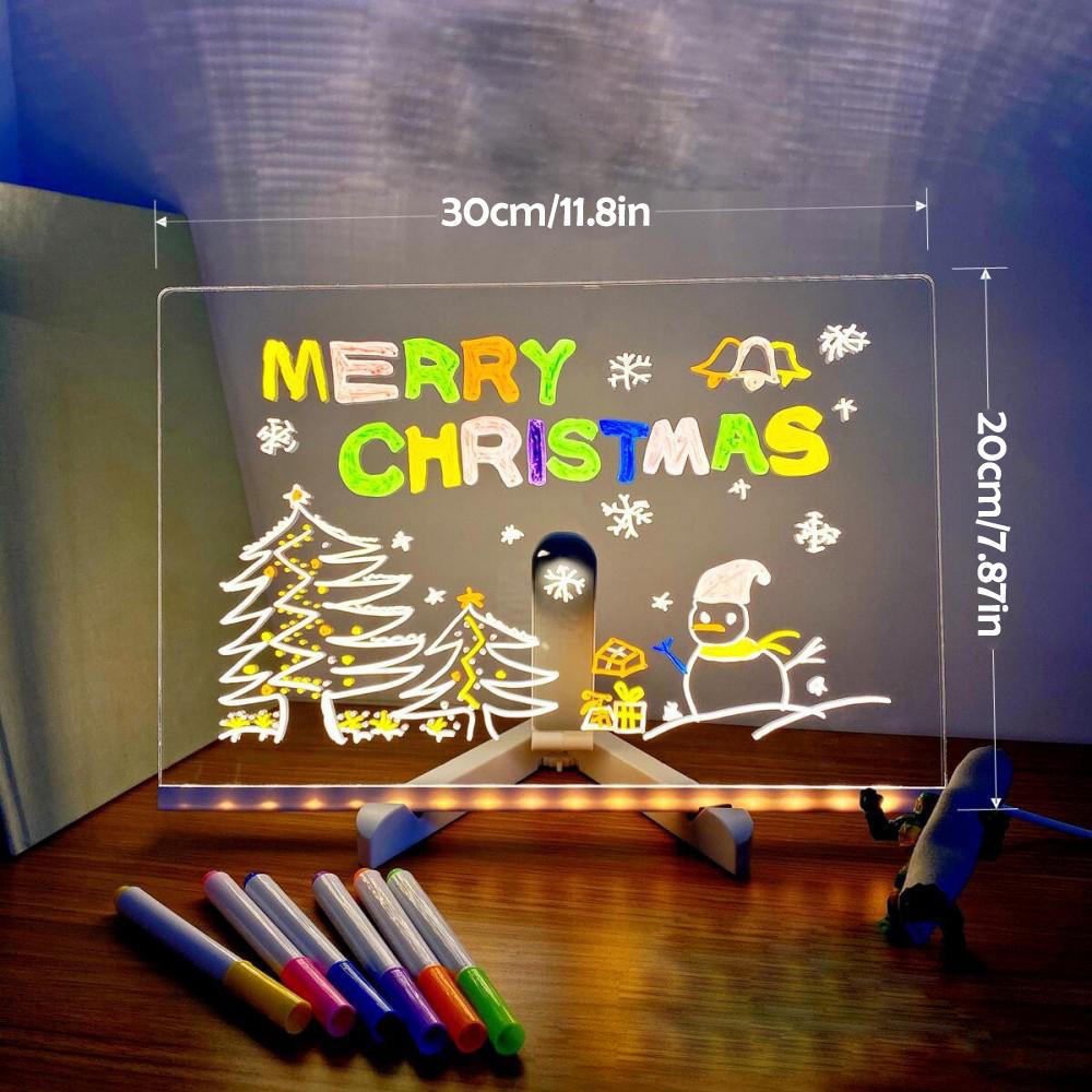Reusable LED acrylic memo board with integrated night light, ideal for drawing, notes & glowing messages.