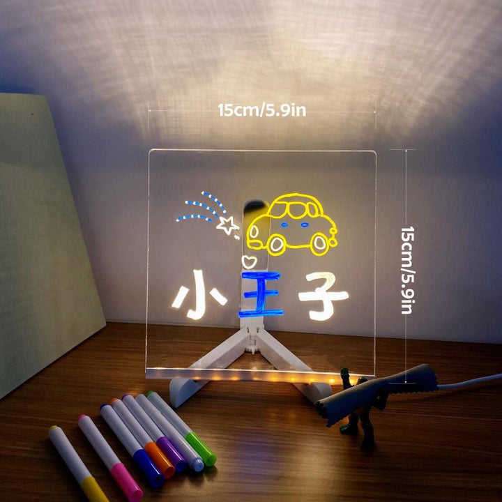Acrylic LED message board with soft night light, perfect for writing memos, drawing & displaying creative notes.