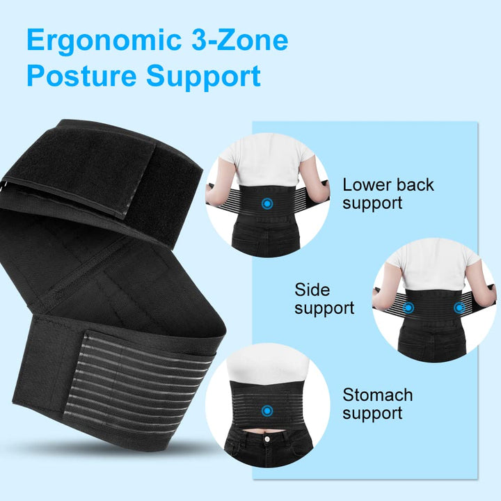 Unisex lightweight lower back support belt for pain relief, sleek design, breathable material, ergonomic fit, health wellness