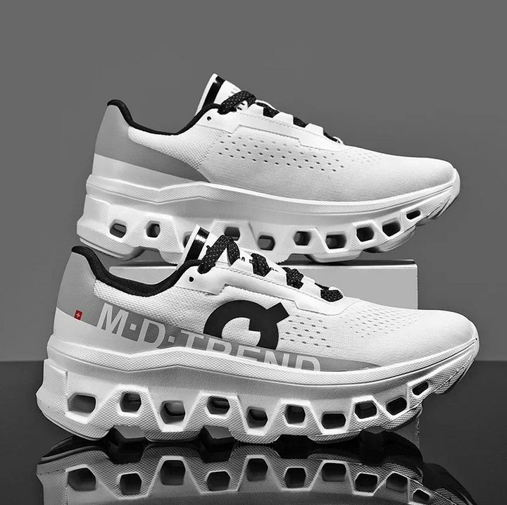 Unisex lightweight running shoes in black, front view, perfect for everyday comfort & style.