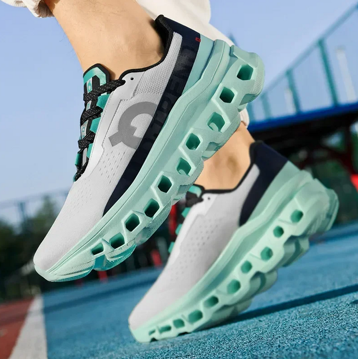 Person wearing stylish unisex lightweight running shoes, great for activewear & everyday comfort.